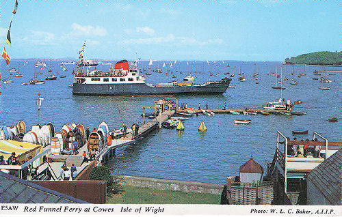 Red Funnel ferry entering Cowes harbour